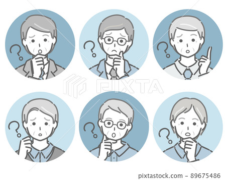 Aged man's circle icon set wondering 89675486