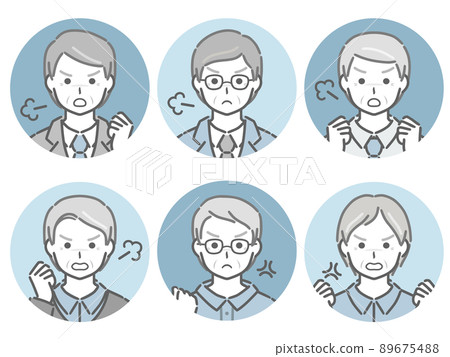 Angry elderly man circle icon set Angry elderly man circle icon set 89675488