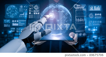 Future artificial intelligence and machine learning for AI droid robot or cyborg Future artificial intelligence and machine learning for AI droid robot or cyborg 89675706