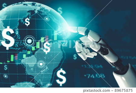 Futuristic AI thinking of droid robot artificial intelligence concept Futuristic AI thinking of droid robot artificial intelligence concept 89675875