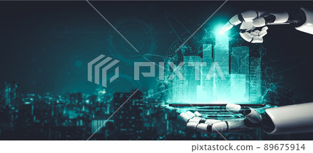 Future artificial intelligence and machine learning for AI droid robot or cyborg 89675914