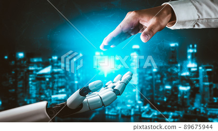 Future artificial intelligence and machine learning for AI droid robot or cyborg 89675944