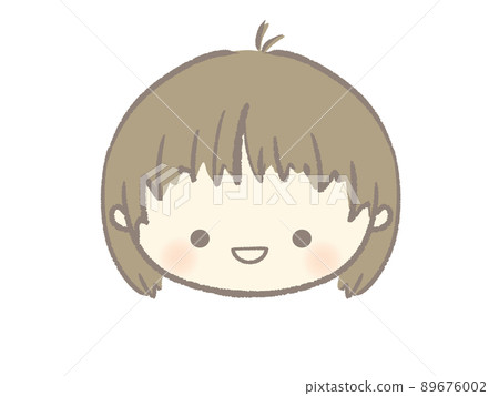 Illustration of a girl with a smiley face Illustration of a girl with a smiley face 89676002