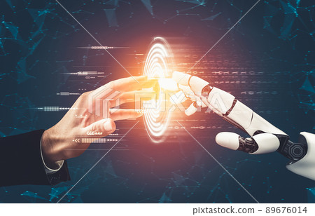 Futuristic AI thinking of droid robot artificial intelligence concept Futuristic AI thinking of droid robot artificial intelligence concept 89676014