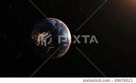 Planet earth with realistic geography surface and orbital 3D cloud atmosphere Planet earth with realistic geography surface and orbital 3D cloud atmosphere 89676021