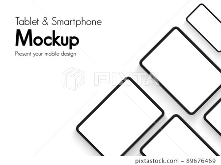 Smartphones and Tablets Mockup With Space for Text Isolated on White Background. Vector Illustration 89676469