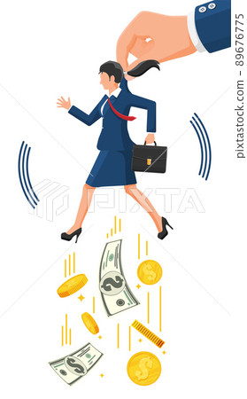 Big Hand Using Businesswoman for Control. Big Hand Using Businesswoman for Control. 89676775