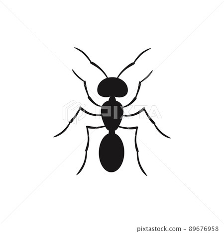 Silhouette Ant top view. Ant Logo template. Insect Symbol. Vector illustration Silhouette Ant top view. Ant Logo template. Insect Symbol. Vector illustration 89676958