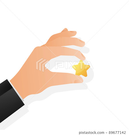Star rating icon on hand. Vector background Star rating icon on hand. Vector background 89677142