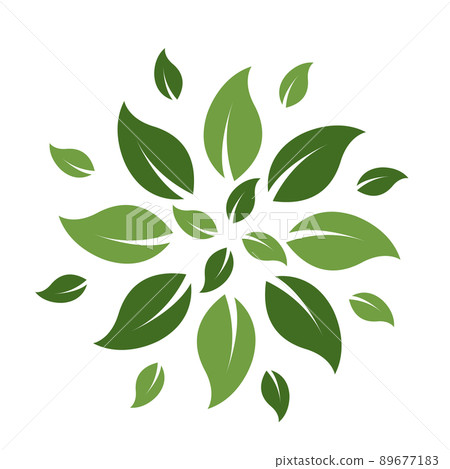 Fresh green leaf logo concentrated yellow green... - Stock Illustration ...