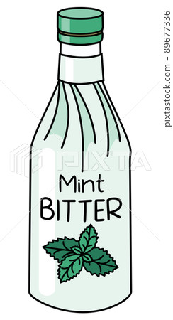 Doodle cartoon classic aromatic min bitter cocktail ingredient in a bottle covered with paper. For bar cocktail cookbook decoration, stickers etc Doodle cartoon classic aromatic min bitter cocktail ingredient in a bottle covered with paper. For bar cocktail cookbook decoration, stickers etc 89677336