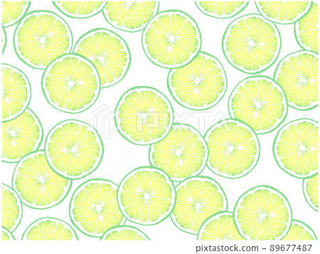 Lime slice background ② (random, white background) 89677487