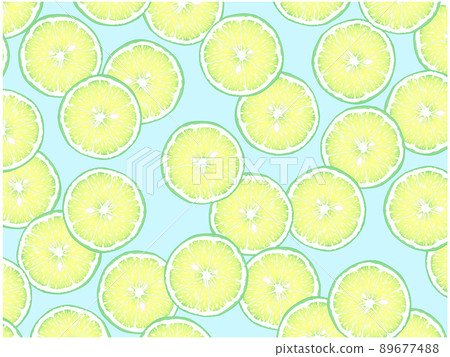 Lime slice background ② (random, light blue background) 89677488