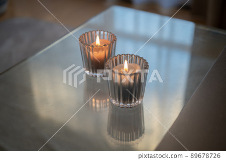 Glass candle holder and candle light 89678726