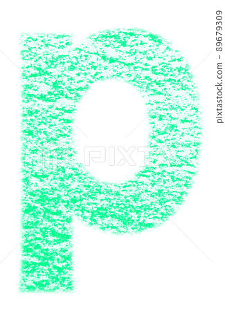Alphabet drawn with crayon p lowercase blue green background white with high resolution pass Other colors available 89679309