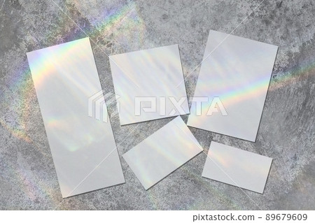 Empty wedding stationery mockups with shadows on gray background 89679609