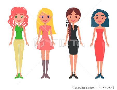 Redhead Woman in Yellow Skinny Pants, Blonde Girl 89679621