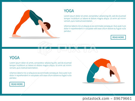 Yoga Colorful Banner, Stances Vector Illustration Yoga Colorful Banner, Stances Vector Illustration 89679661
