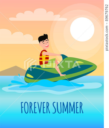Forever Summer Poster with Boy Riding on Jet Ski Forever Summer Poster with Boy Riding on Jet Ski 89679762