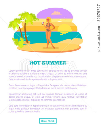 Hot Summer Web Poster Tropical Beach and Woman 89679797