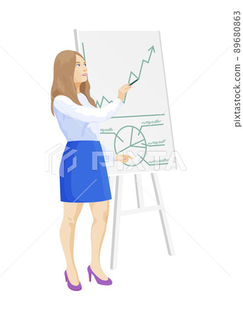 Woman and Whiteboard Info Vector Illustration Woman and Whiteboard Info Vector Illustration 89680863