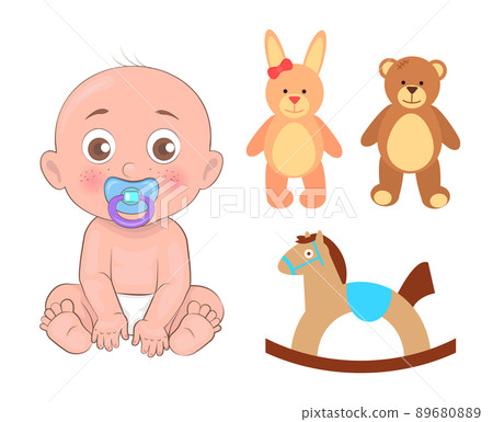 Boy with Dummy in Its Mouth, Vector Illustration Boy with Dummy in Its Mouth, Vector Illustration 89680889