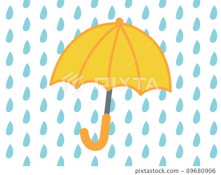 Illustration material of children's yellow umbrella and heavy rain ① Horizontal Illustration material of children's yellow umbrella and heavy rain ① Horizontal 89680906