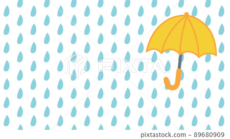 Children's yellow umbrella and heavy rain illustration material ③ Background material Children's yellow umbrella and heavy rain illustration material ③ Background material 89680909