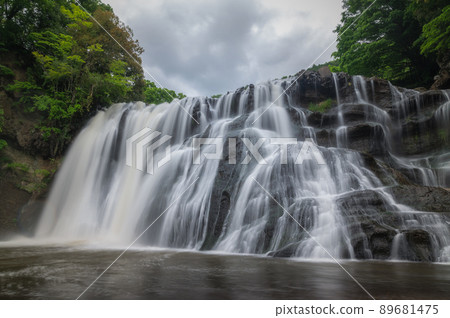 栃木縣那須烏山市的新鮮綠色龍門瀑布 89681475