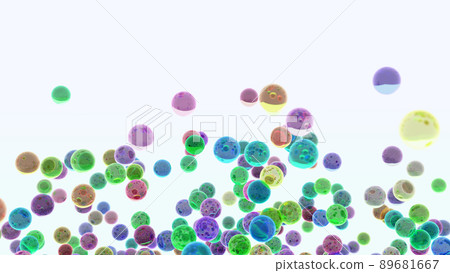 CG水晶球，許多五顏六色的玻璃球，一側 89681667