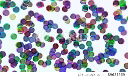 CG水晶球，許多五顏六色的玻璃球，一側 89681669