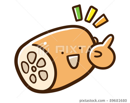 A cute lotus root handwritten illustration that explains with the index finger raised 89681680