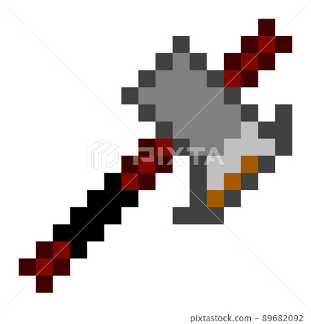 Rusty axe pixel art. Hatchet vector icon, simple striking inventory tool for game Rusty axe pixel art. Hatchet vector icon, simple striking inventory tool for game 89682092