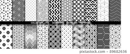 Geometric set of seamless black and white... - Stock Illustration ...