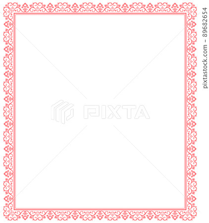 Decorative frame Elegant vector element for design in Eastern style, place for text. Floral pink and white border. Lace illustration for invitations and greeting cards 89682654