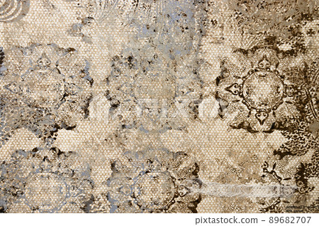 Granite ceramic stone tile with damask pattern vintage effect Granite ceramic stone tile with damask pattern vintage effect 89682707