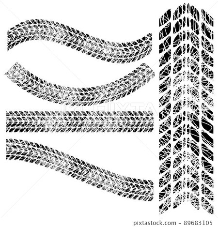Grunge tires with white scribble pattern 89683105