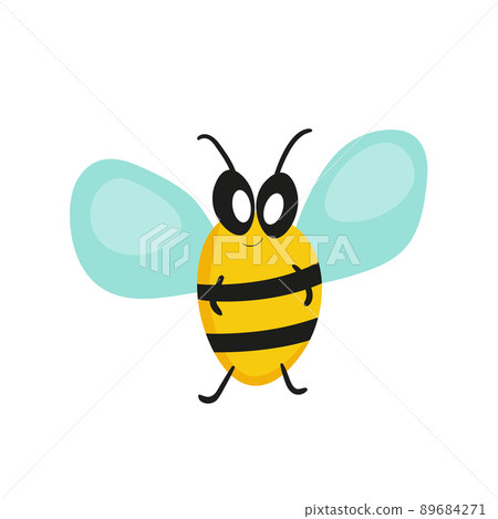 Cartoon bee mascot. A small bees flies. Wasp collection. Vector characters. Incest icon. Template design for invitation, cards. Doodle style Cartoon bee mascot. A small bees flies. Wasp collection. Vector characters. Incest icon. Template design for invitation, cards. Doodle style 89684271