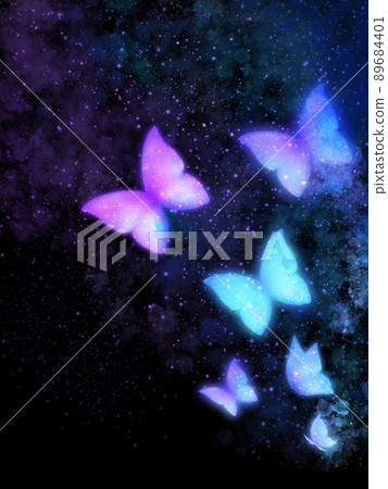 夢幻般的蝴蝶在黑暗的水彩背景材料中跳舞 夢幻般的蝴蝶在黑暗的水彩背景材料中跳舞 89684401