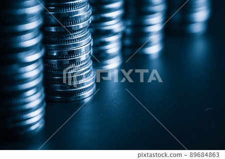 Pile of gold coins stack in finance treasury deposit bank account for saving Pile of gold coins stack in finance treasury deposit bank account for saving 89684863