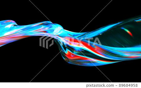 3d rendered abstract shape with detailed reflection and dispersion. 89684958