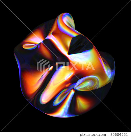 3d rendered abstract shape with detailed reflection and dispersion. 89684961