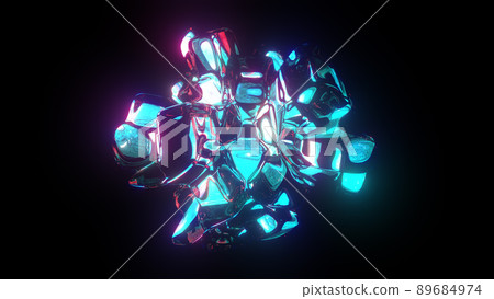 3d rendered abstract shape with detailed reflection and dispersion. 3d rendered abstract shape with detailed reflection and dispersion. 89684974