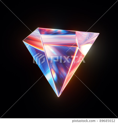 3d rendered abstract glass pyramid with detailed reflection and dispersion. 3d rendered abstract glass pyramid with detailed reflection and dispersion. 89685012