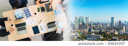 Business people group meeting shot from top widen view 89685097
