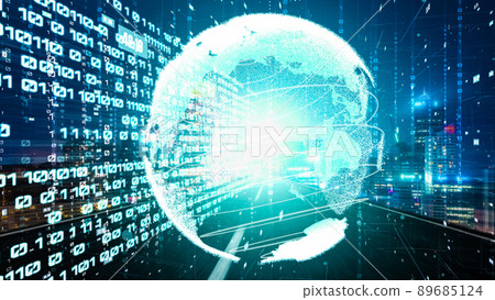 Futuristic global network and tacit digital data transfer 3D graphic Futuristic global network and tacit digital data transfer 3D graphic 89685124