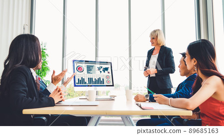 Business data dashboard analysis by ingenious computer software 89685163