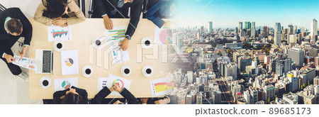 Business people group meeting shot from top view broaden view 89685173