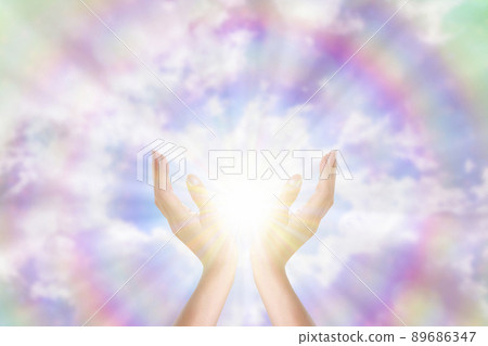 Female hand healing image Female hand healing image 89686347