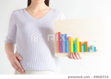 Bar graph image Pregnant women decreasing tendency statistical data 89686559